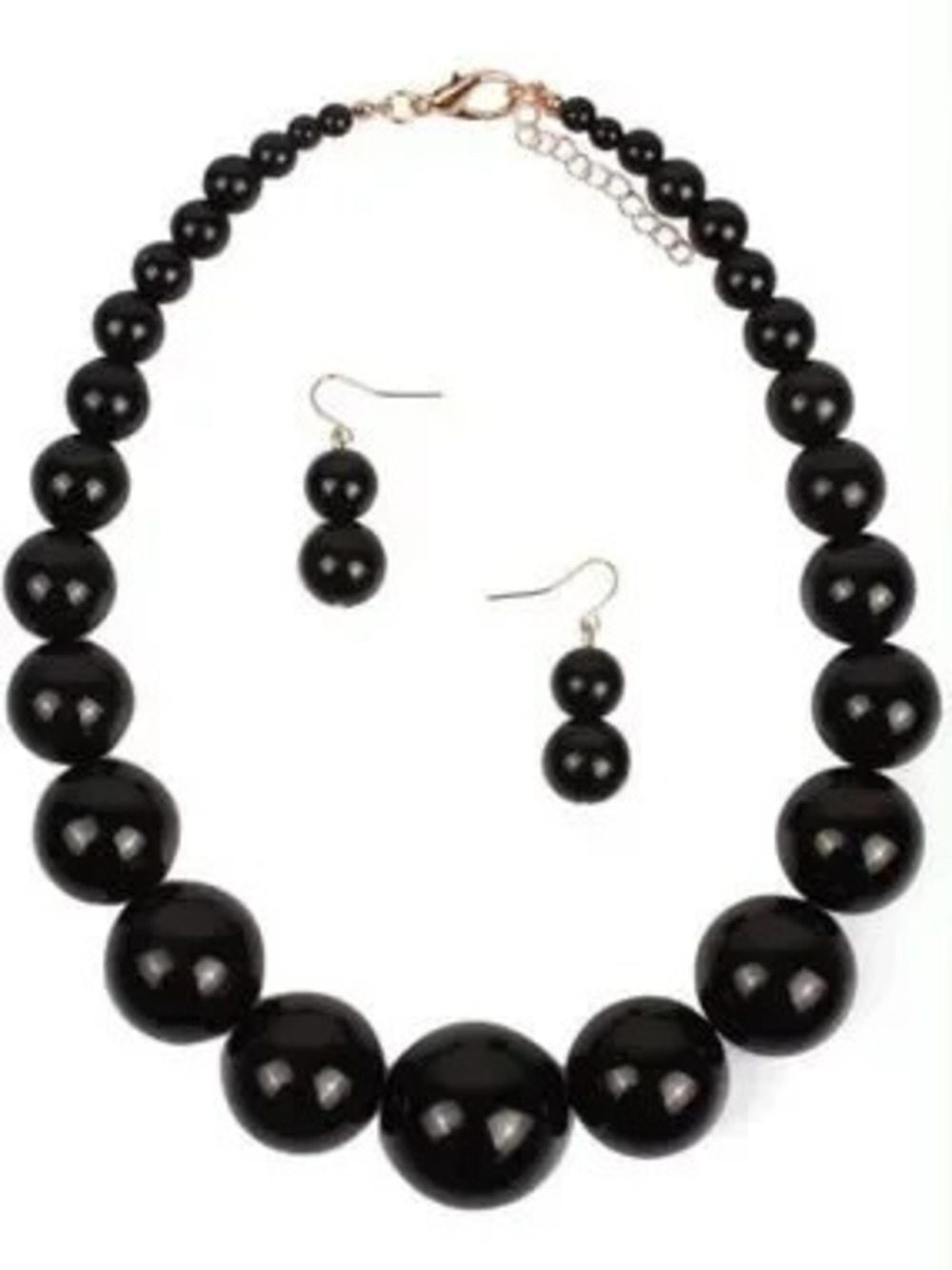 Anthropologie Black Beaded Necklace with Matching Earrings